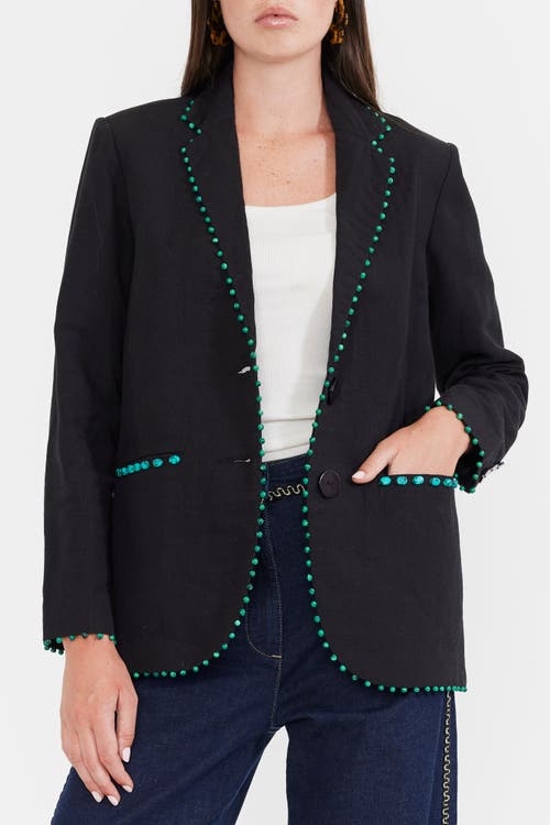 Eddy Amber Blazer In Black And Turquoise