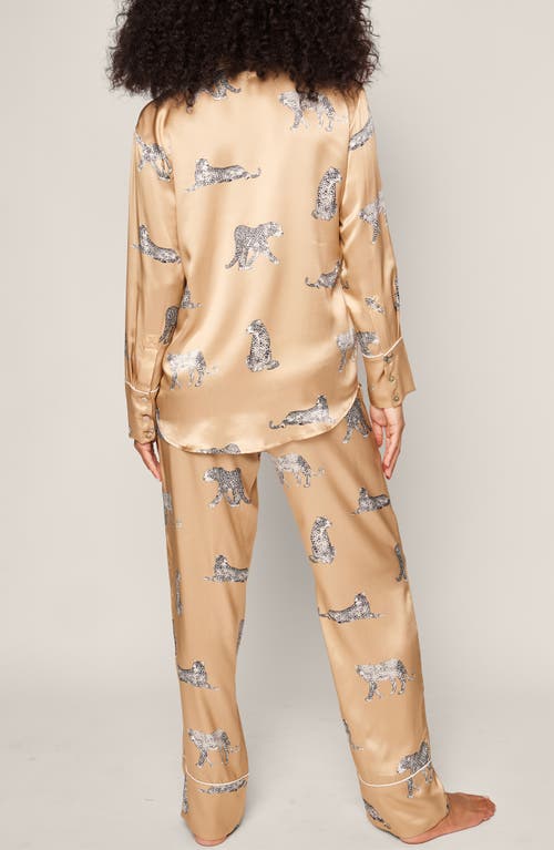 Shop Petite Plume Panthre De Nuit Piped Mulberry Silk Pajamas In Beige