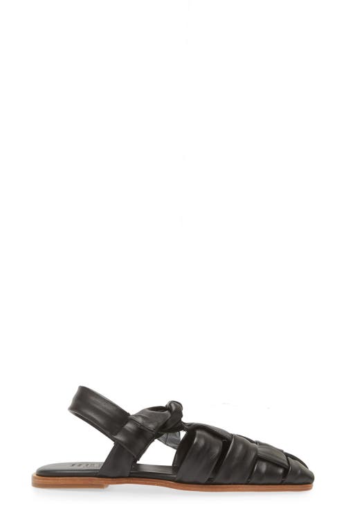 Hereu Bena Woven Bow Flat Sandals In Black/natural