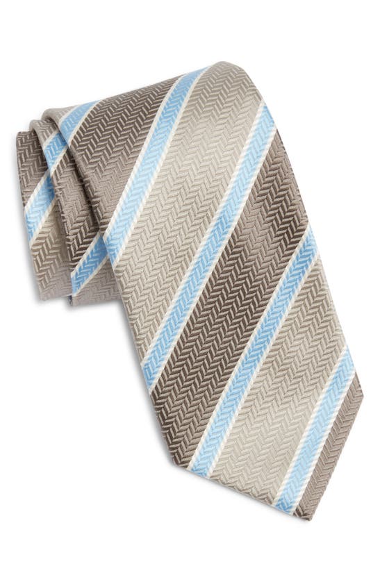 Shop David Donahue Stripe Silk Tie In Gray