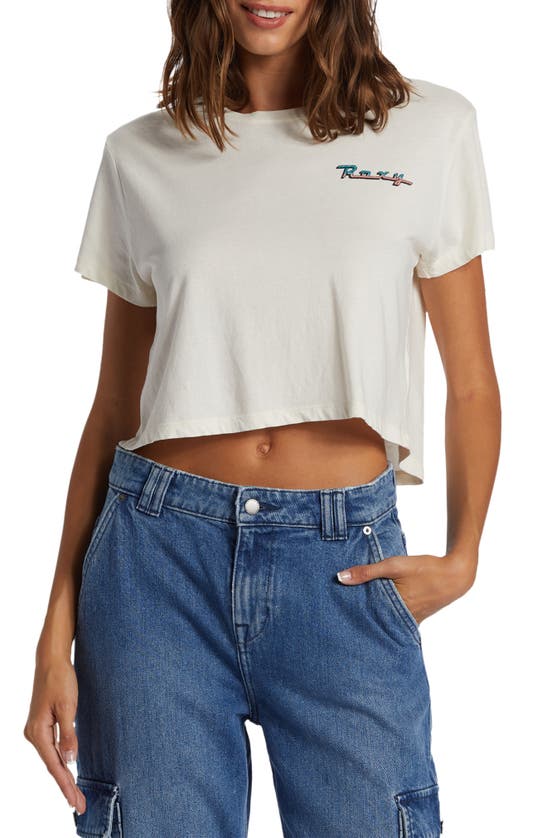Shop Roxy Baja Cali Crop T-shirt In Egret
