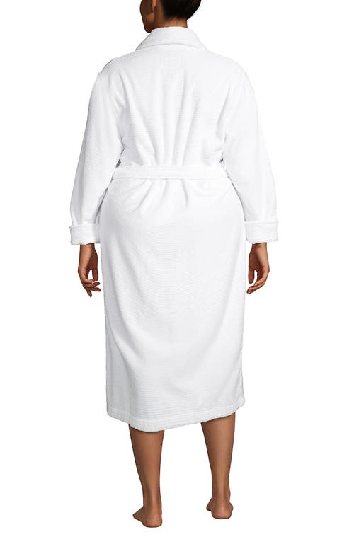 Shop Lands' End Plus Size Cotton Terry Long Spa Bath Robe In White