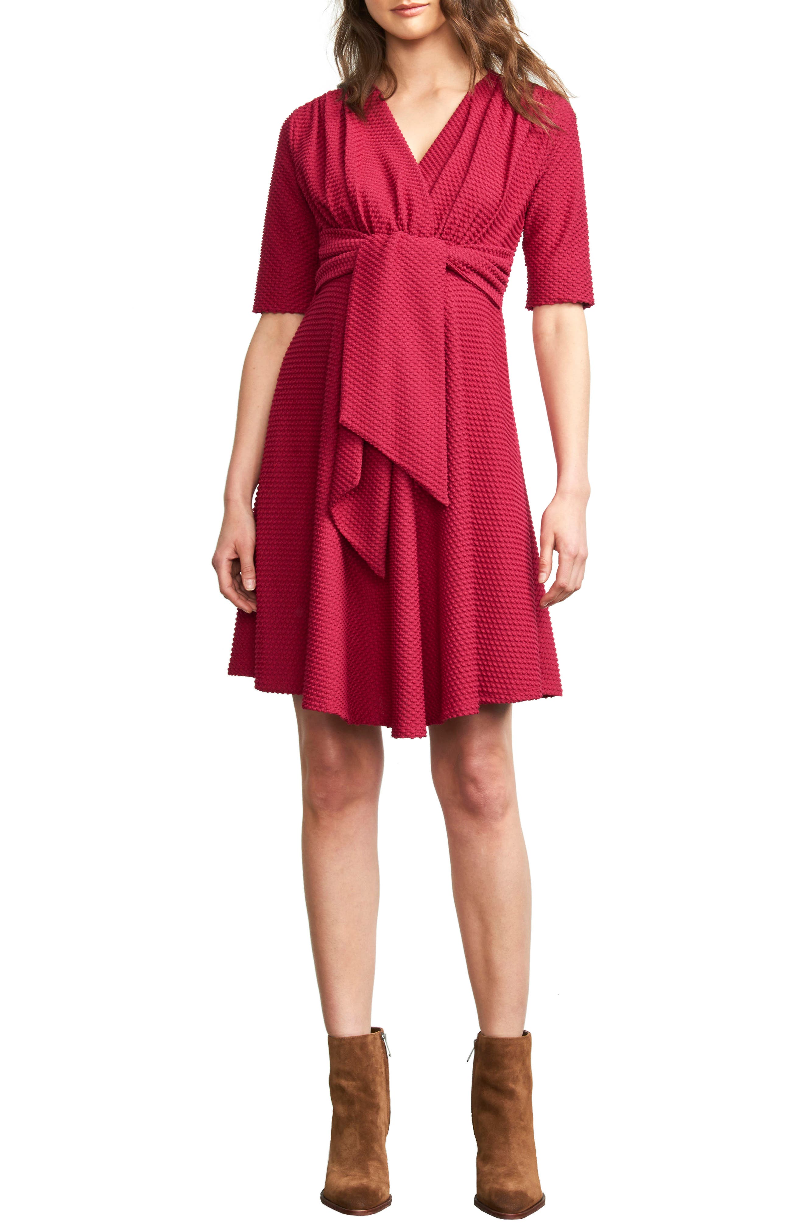 Maternal America Tie Waist Maternity Dress, Pink