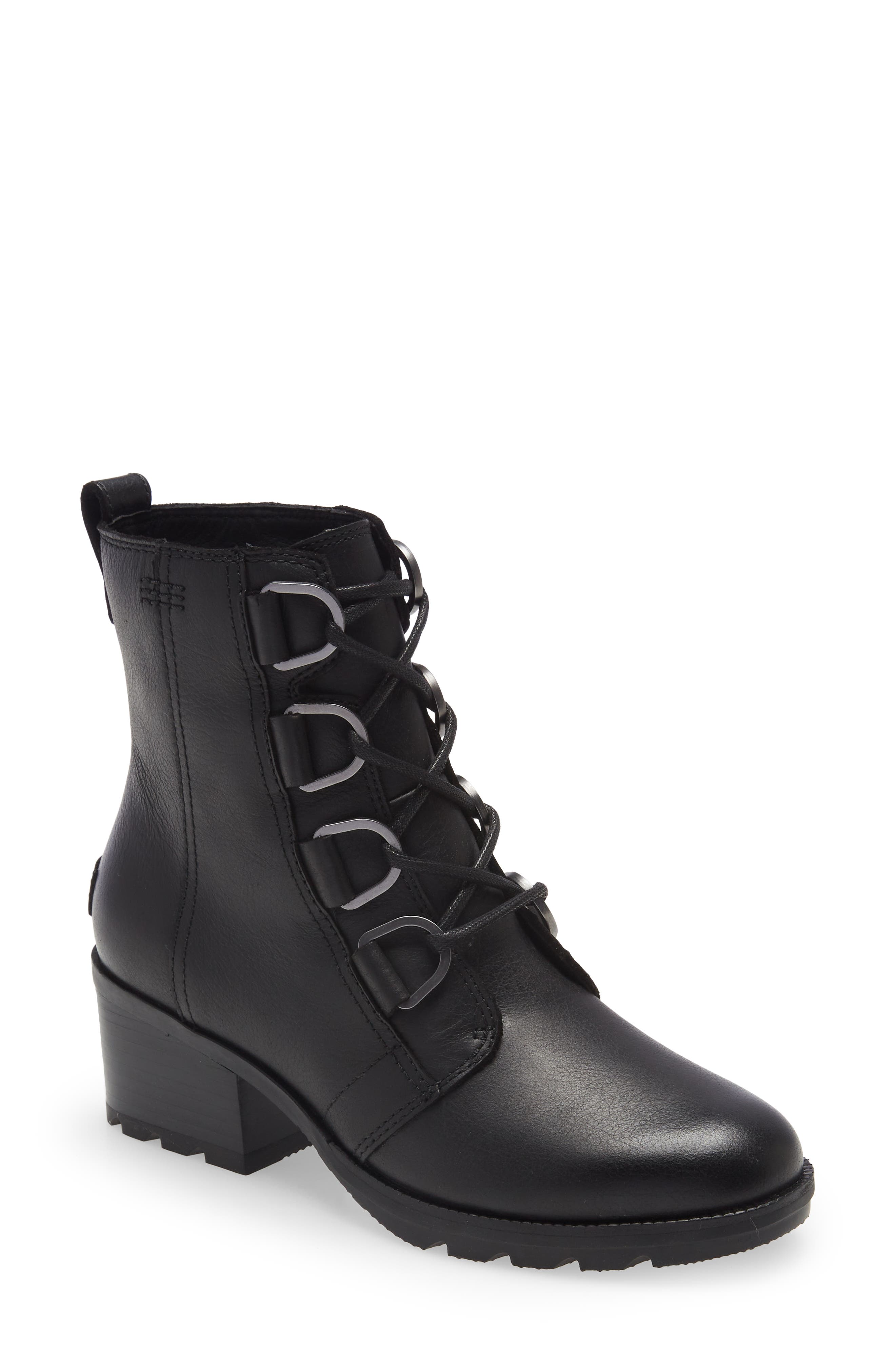 SOREL Cate Waterproof Lace-Up Boot in Black at Nordstrom, Size 11
