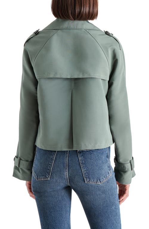 Shop Steve Madden Sirus Crop Trench Coat In Basil