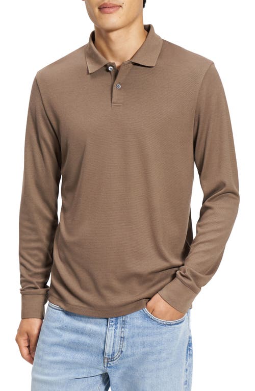 Theory Goris Anemone Milano Long Sleeve Polo In Dark Taupe