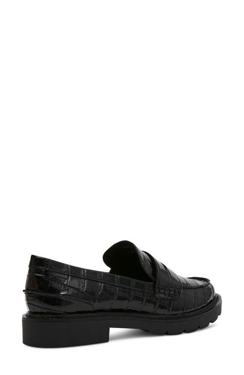 Shop Anne Klein Eryn Croc Embossed Penny Loafer In Black Croco