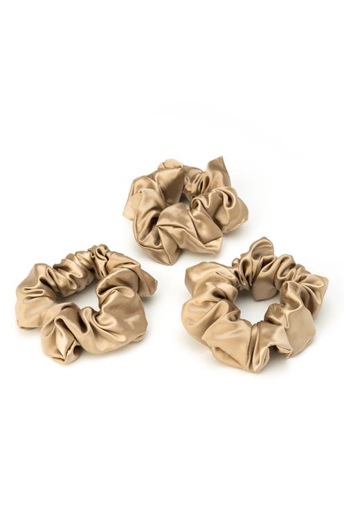 BLISSY 3-Pack Silk Scrunchies in Taupe