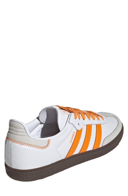 Shop Adidas Originals Adidas Samba Sneaker In White/orange/off White