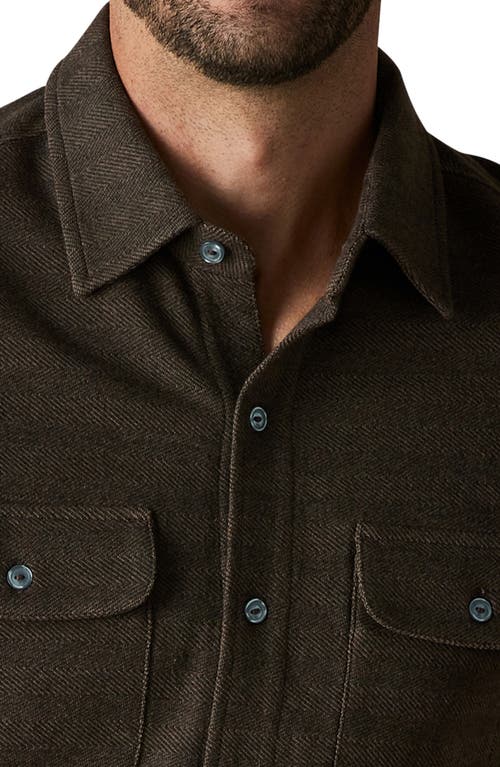 The Normal Brand Textured Knit Long Sleeve Button-up Shirt In Java