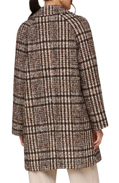 Shop Avec Les Filles Plaid Bouclé Walker Coat In Tan/brown Plaid