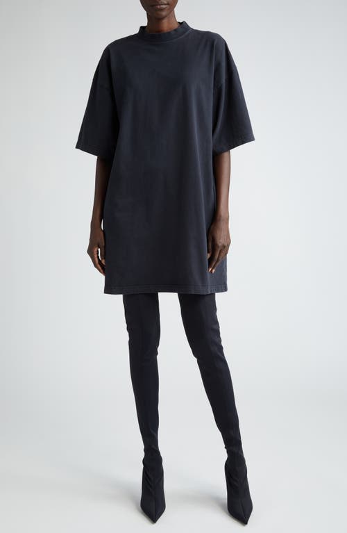 Shop Balenciaga Logo Graphic T-shirt Dress In Faded Black/white