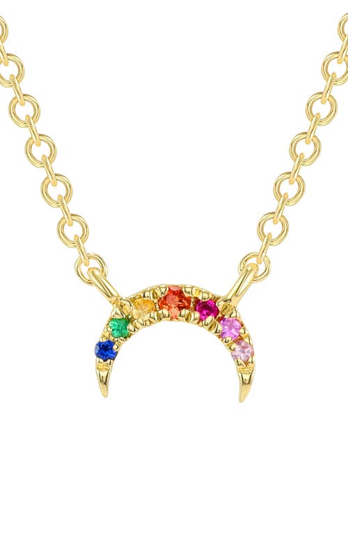 Shop Ron Hami 14k Gold Rainbow Gemstone Crescent Pendant Necklace In Gold/multi