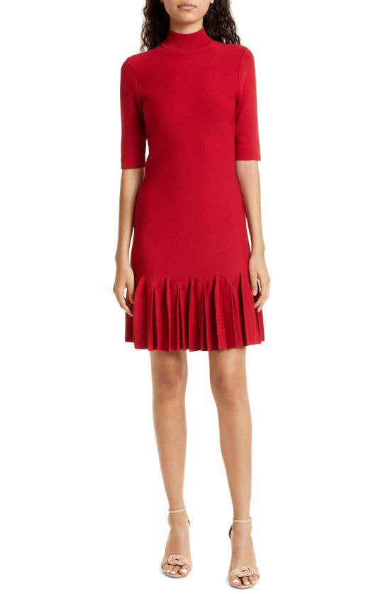 Ted Baker Canddy Pleat Hem Full Milano Sweater Dress In Red