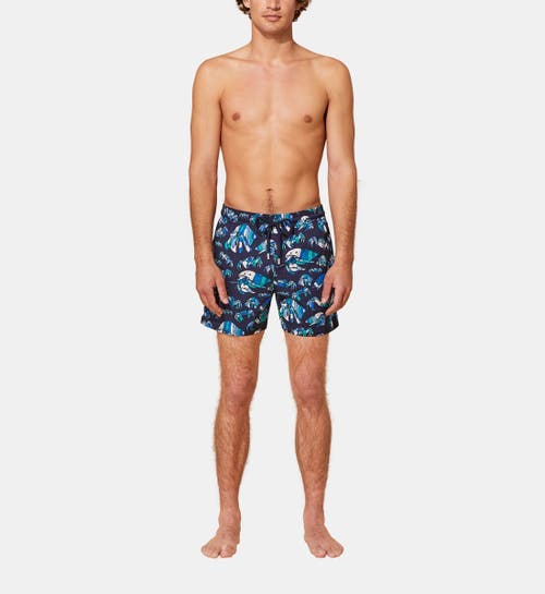 Shop Vilebrequin Hermit Crabs Stretch Swim Trunks In Bleu Marine