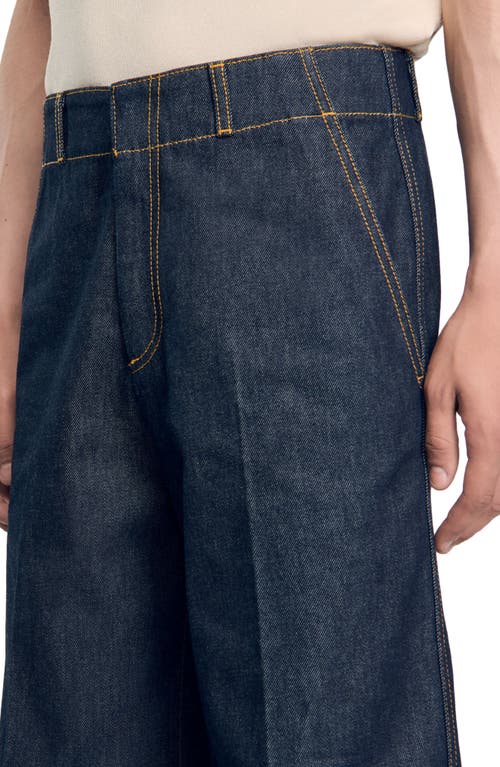 Sandro Wide-leg Jeans In Raw-denim