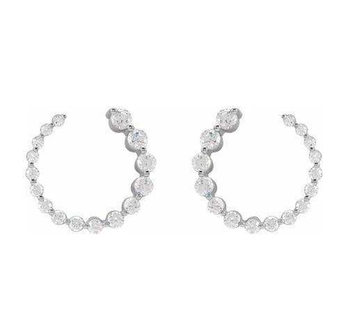 Bliss Diamond Fvs 1ct Lab Grown Graduated Diamond Circle Studs Earrings 14k White Gold 15mm In 14k White Gold