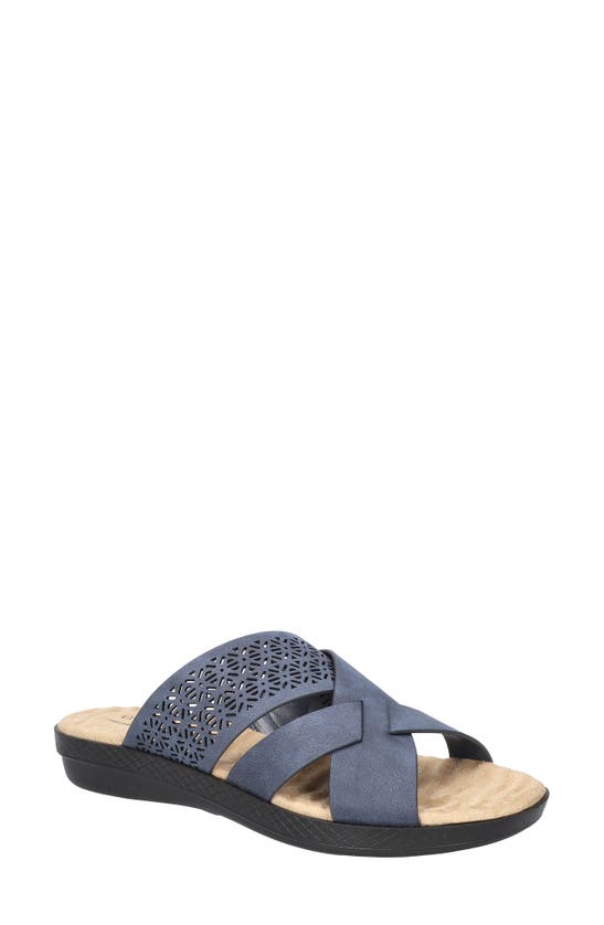 Shop Easy Street Coho Lasercut Slide Sandal In Navy