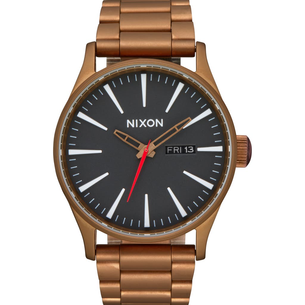 Nixon The Sentry Bracelet Watch, 42mm In Bronze/black