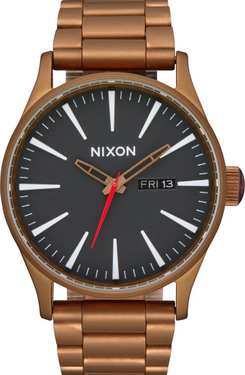 Nixon The Sentry Bracelet Watch, 42mm In Bronze/black