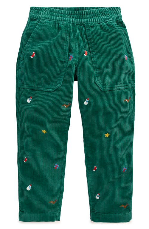 Shop Mini Boden Kids' Holiday Embroidered Cotton Corduroy Pants In Festive Embroidery