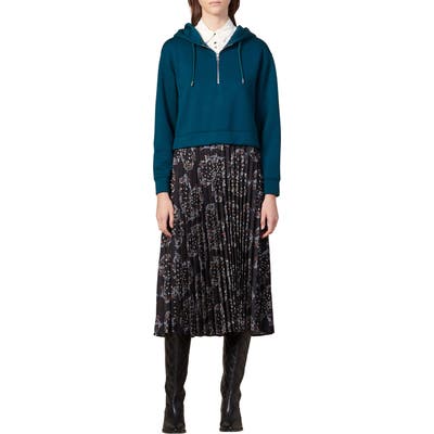 Sandro Twins Mix Media Long Sleeve Dress, US / 40 FR - Green