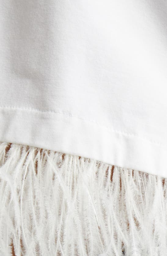 Cinq À Sept Charisse Feather Trim Top In White