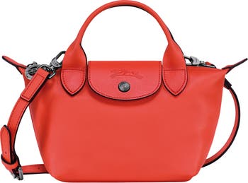 New Longchamp Le Pliage Cuir Mini XS Leather Backpack Red Leather