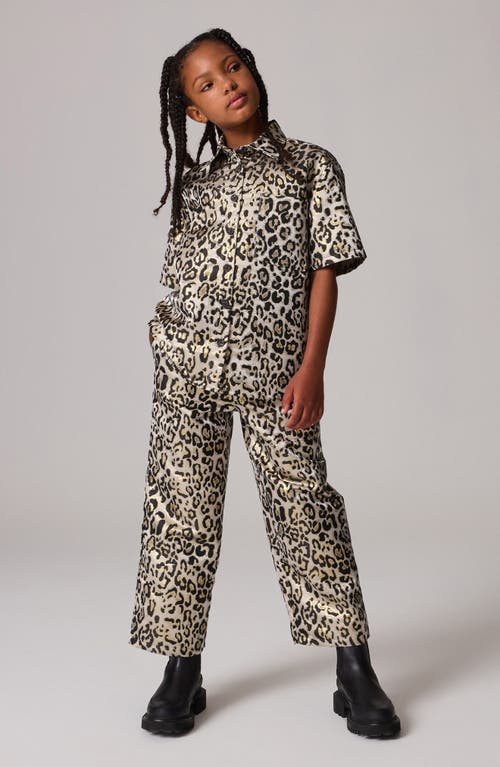 Smallsaints By Allsaints Kids' Leopard Print Button-up Shirt & Wide Leg Pants Set In Leopard