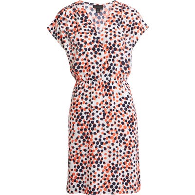 Petite Halogen Faux Wrap Dress, Ivory