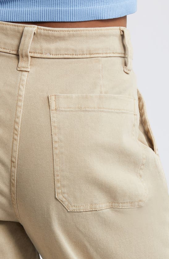Bp. High Waist Wide Leg Twill Pants In Tan Mink