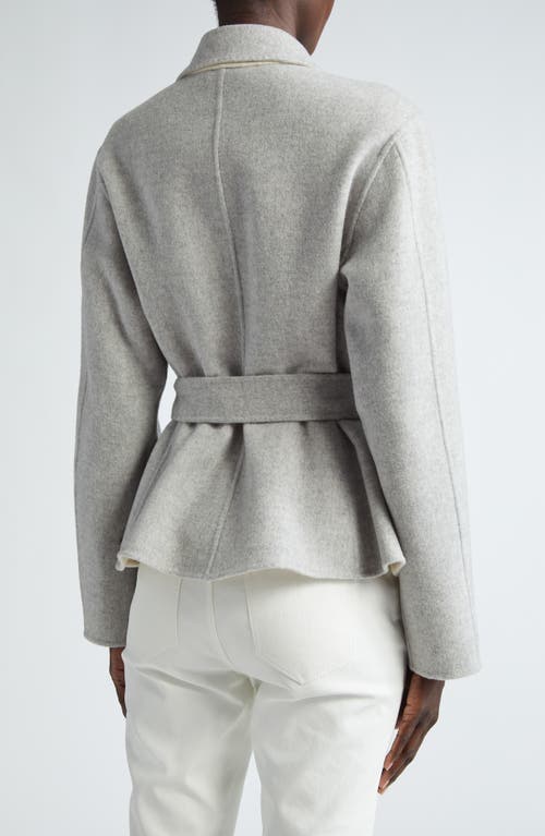 Shop Lafayette 148 New York Reversible Belted Wool & Cashmere Jacket In Grey Heather/buff