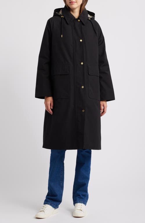 Shop Barbour Francis Waterproof Insulated Long Coat With Removable Hood In Black/ancient