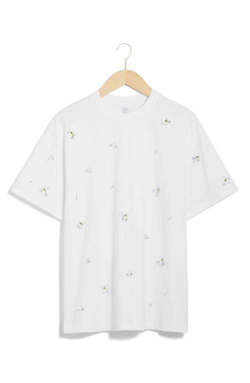 Shop & Other Stories Flower Appliqué Oversize T-shirt In White Light