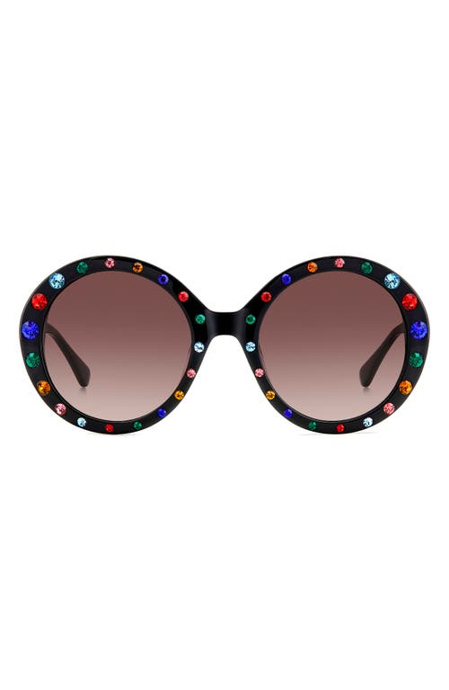 Kate Spade New York zya 55mm gradient round sunglasses in Black Multi/Brown Gradient at Nordstrom