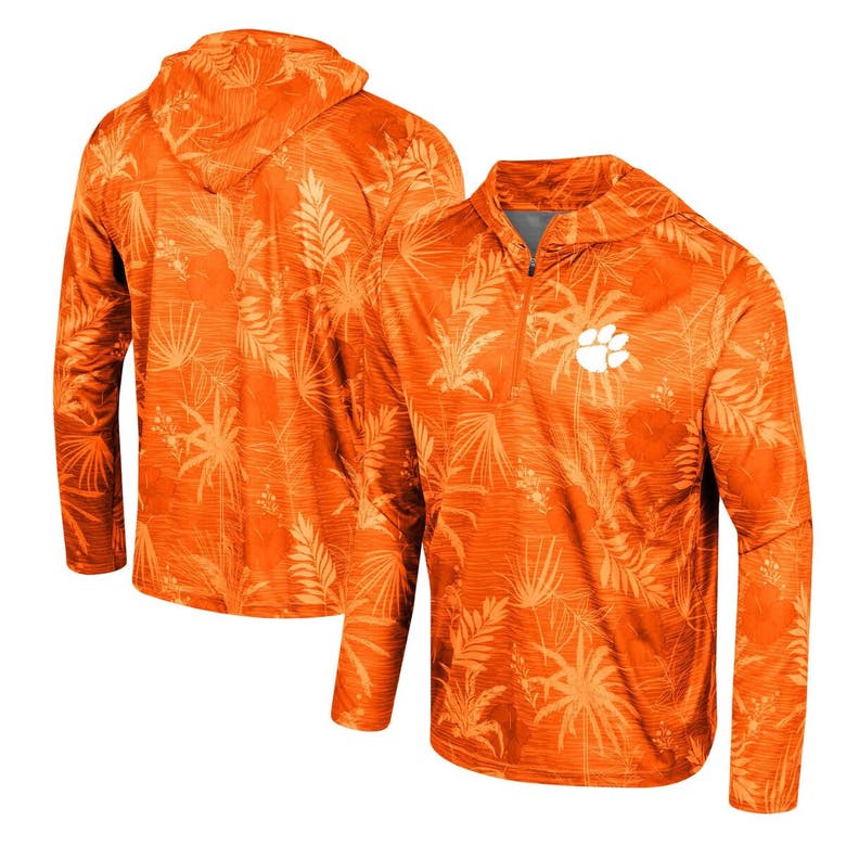 Shop Colosseum Orange Clemson Tigers Palms Printed Lightweight Quarter-zip Hooded Top