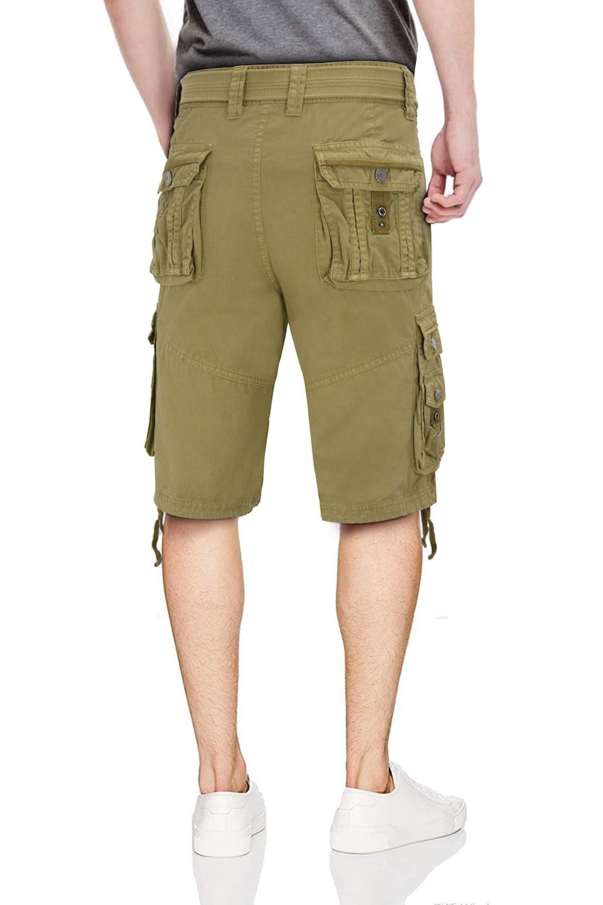 X-ray Belted Zipper Camo Shorts In Open Beige1