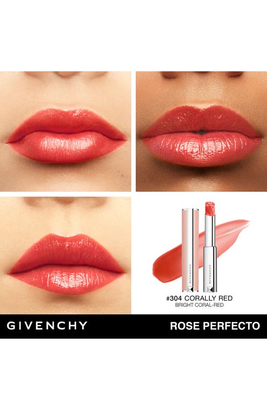 Givenchy Rose Perfecto Lip Balm 24h Hydration 304 Corally Red .09 oz In 304 Coral Red