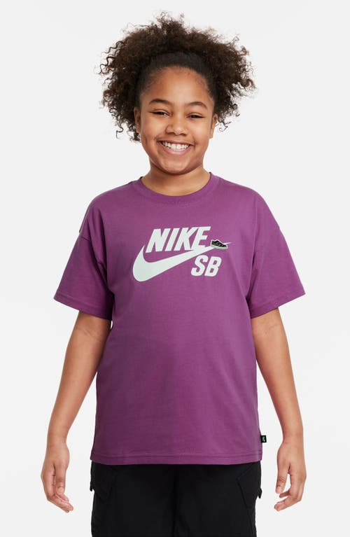 Shop Nike Kids' Sportswear Logo Cotton Graphic T-shirt In Hot Fuchsia