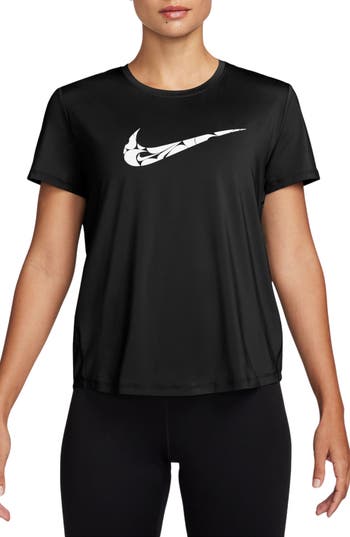 Shop Nike Dri-fit Swoosh Graphic T-shirt In Black/white