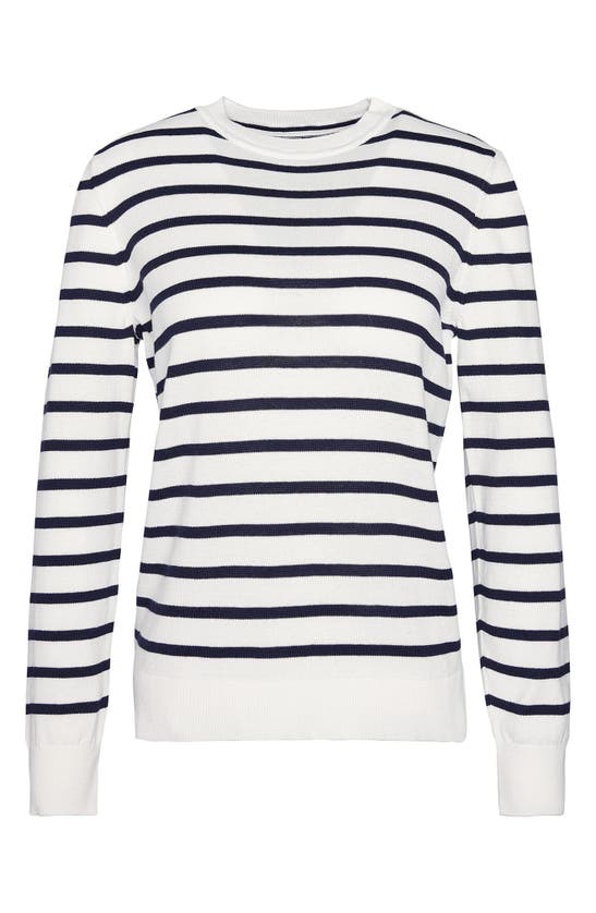 Barbour Ellewood Stripe Cotton Crewneck Sweater In Cloud/ Navy
