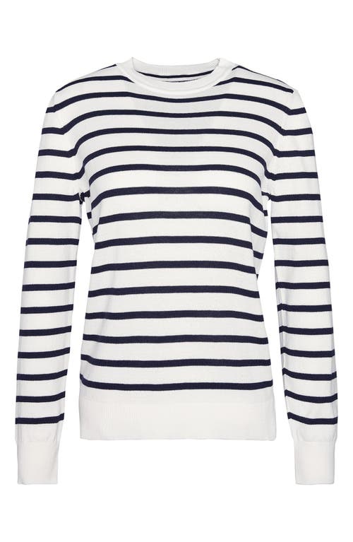 Barbour Ellewood Stripe Cotton Crewneck Sweater In Cloud/navy