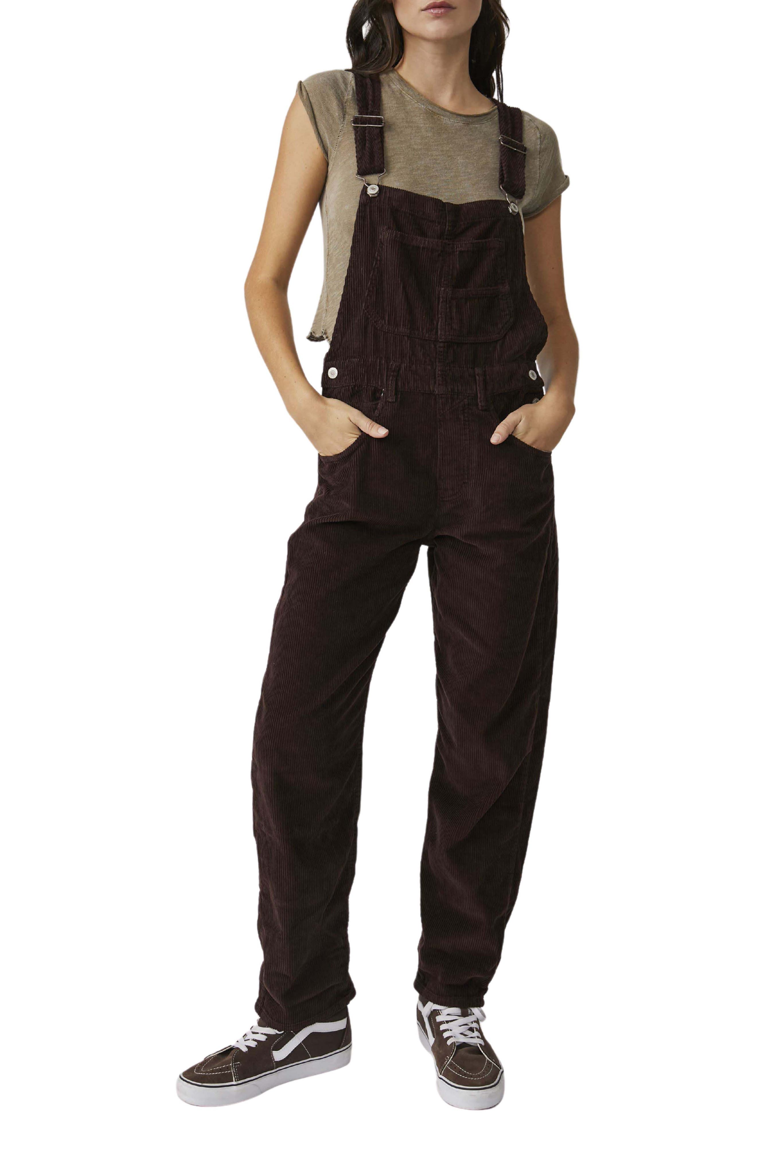 women's black corduroy overalls