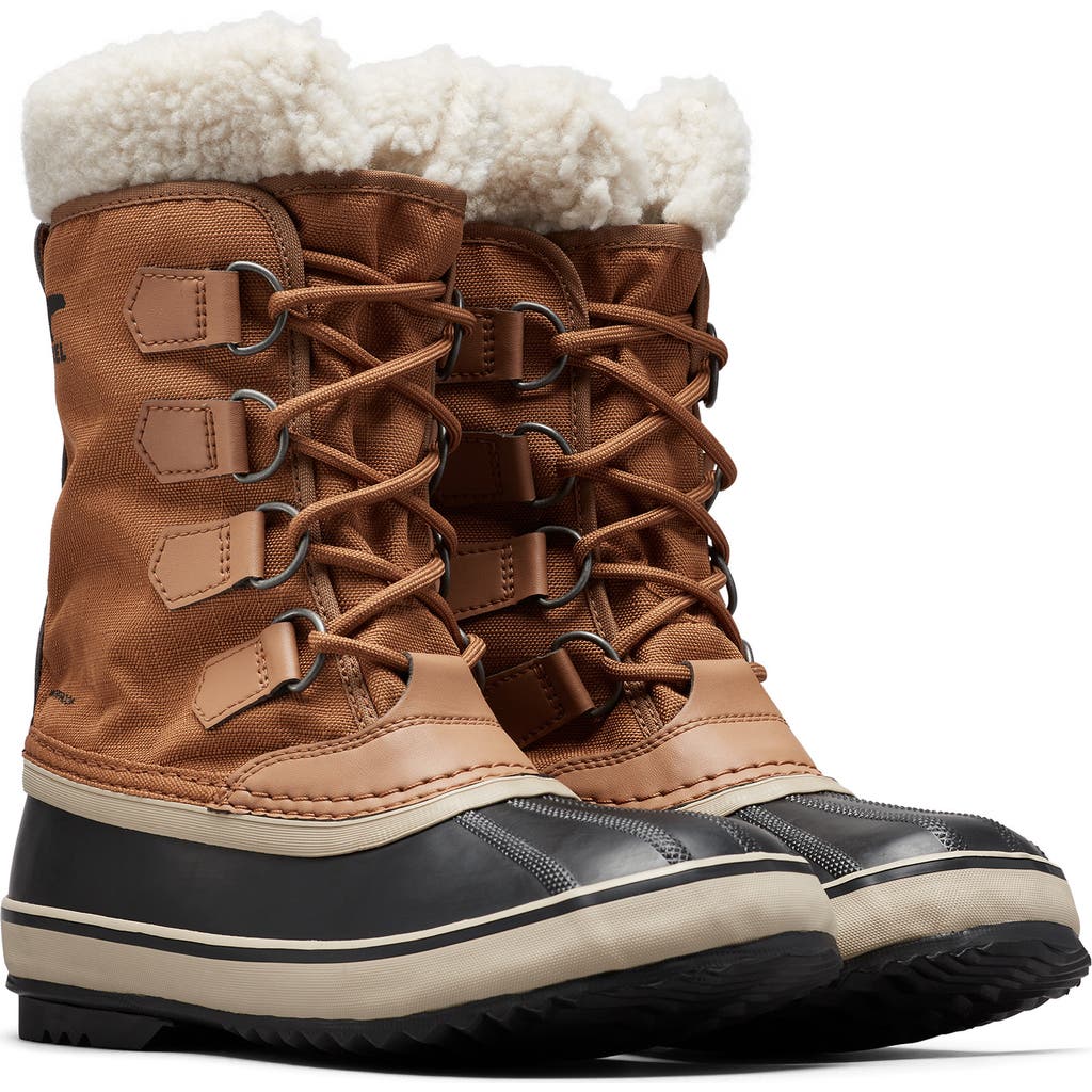 Sorel Winter Carnival Lace-up Shearling-cuff Boots In Camel Brown