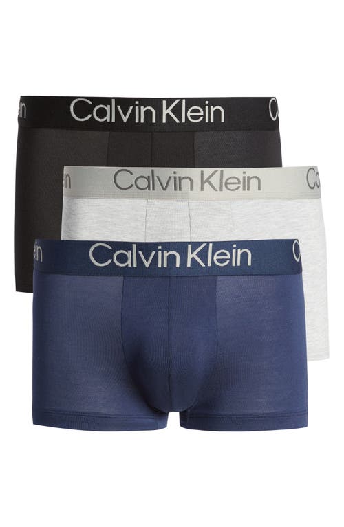 Calvin Klein Ultra-Soft Modern 3-Pack Stretch Modal Trunks in H44 Black Blue 