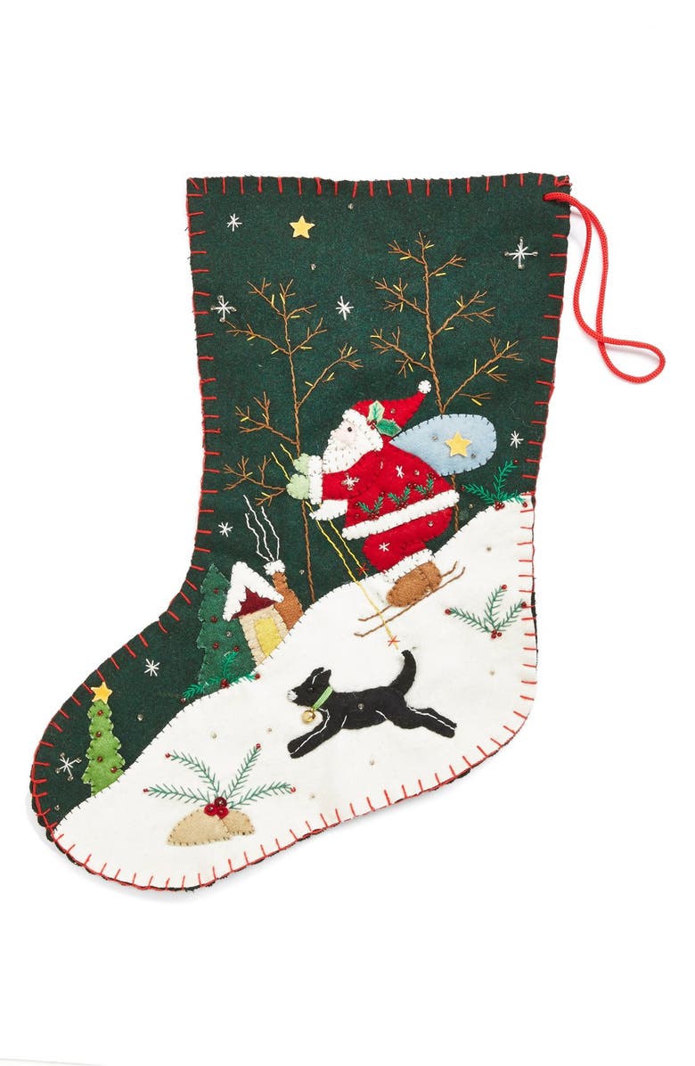 New World Arts 'Santa Skiing' Christmas Stocking | Nordstrom