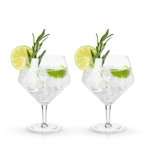 Viski Raye Crystal Angled Gin & Tonic Glasses Set Of 2 In Clear