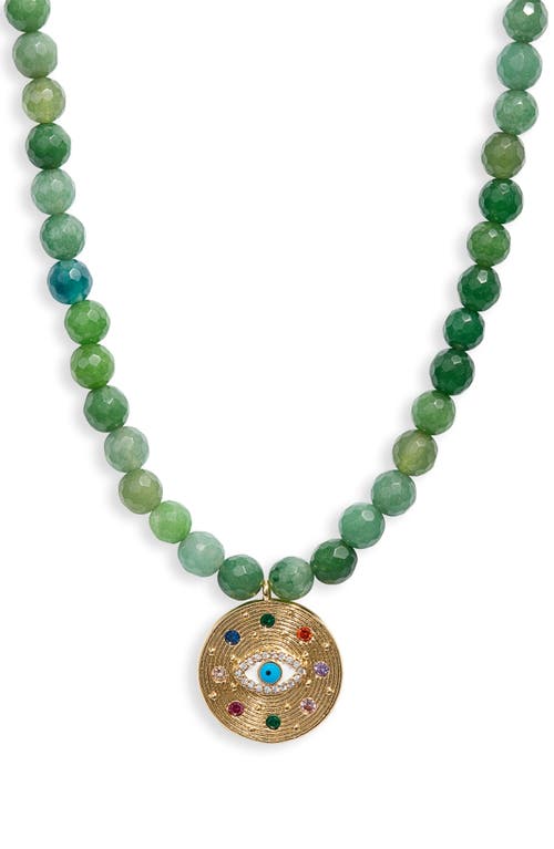 Shop Vidakush Eyes On Me Jade Necklace In Green/gold