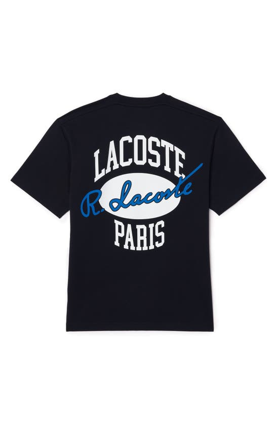 Shop Lacoste Paris Classic Fit Graphic T-shirt In Abimes Blue