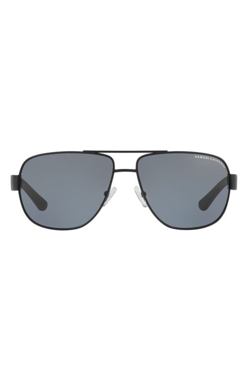 62mm Polarized Oversize Aviator Sunglasses in Matte Black